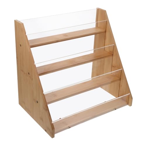 TOPPERFUN Bambus Grußkarte Lagerregal Rack Grußkartenaufbewahrung Kartenanzeigeregal Rack-Kartenhalter Postkartenhalter aus Holz Tragbarer Kartenständer aus Holz Postkartenanzeige Acryl von TOPPERFUN