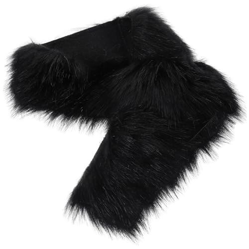 TOPPERFUN Faux Fur Trim Band Schwarz Flauschiges DIY Kunstfell Schmuck für Vintage Kleidung Accessoire Weicher Pelzbesatz für Kleidung Schuhe Hüte und Heimdekoration von TOPPERFUN