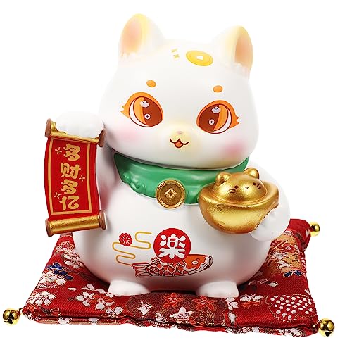 TOPPERFUN Glückskatze Statue Aus Kunstharz Cartoon Dekoration Tischornament Miniatur Katzenfigur Für Garten Schreibtisch von TOPPERFUN