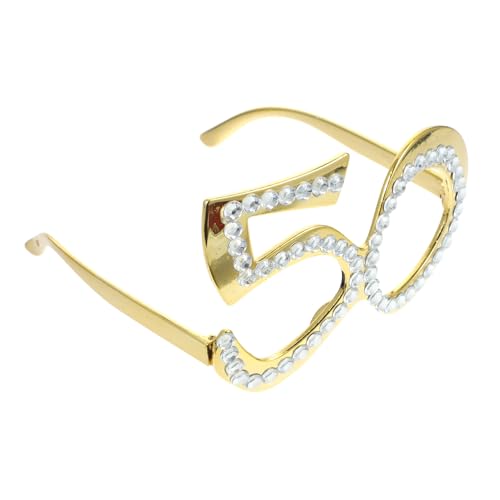 TOPPERFUN Goldene Zahlenbrille mit Strasssteinen Partybrille aus Stabilem Kunststoff Lustiges Fotorequisit für Geburtstag und Partyspaß von TOPPERFUN