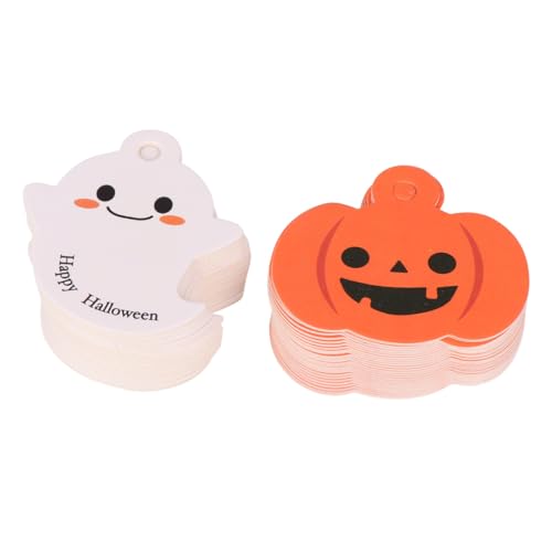 TOPPERFUN Halloween DIY Hängeetiketten mit Vorgefertigten Löchern Papieranhänger mit Geist und Kürbis Kreative Bastelanhänger für Geschenke und Partydeko Handliche für Halloween Dekoration von TOPPERFUN