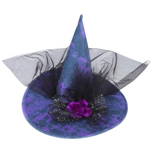 TOPPERFUN Halloween Hexenhut Mit Mesh Und Faux Fants Flower Queen Kostüm -accessoire -partys Bequemer Stoff Für Halloween -themenpartys Bühnenaufführungen von TOPPERFUN