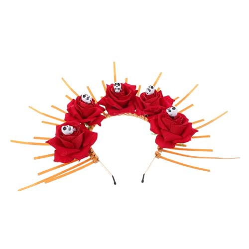 TOPPERFUN Handgefertigtes Halloween Totenkopf Haarband mit Roten Rosen Gothischer Damen Haarschmuck für Kostümparty Cosplay Festival und Bühnenshows Komfortabel und Detailreich Gestaltet TOPPERFUN Handgefertigtes Halloween Totenkopf Haarband mit Roten Rosen Gothischer Damen Haarschmuck für Kostümparty Cosplay Festival und Bühnenshows Komfortabel und Detailreich Gestaltet von TOPPERFUN