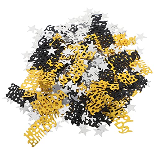 TOPPERFUN Happy Birthday Konfetti Teiliges Dekorative Tischstreuung für Geburtstagsfeiern für Kuchen und Desserttische aus Sicherem Elegantem Schwarz Gold von TOPPERFUN