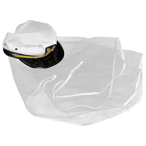 TOPPERFUN Hawaii Braut Partyhut mit Schleier Strandthematischer Hochzeits Sailor Hut für Frauen für Junggesellinnenabschiede und Hochzeitsfeiern Passend für Verschiedene Kleiderstile von TOPPERFUN