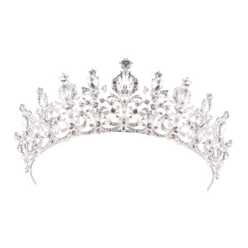 TOPPERFUN Hochwertige Damen Hochzeitskrone mit Funkelnden Strasssteinen Barocker Silber Look Eleganter Haarschmuck für Festlichkeiten Halloween Kostüm und Besondere Anlässe von TOPPERFUN
