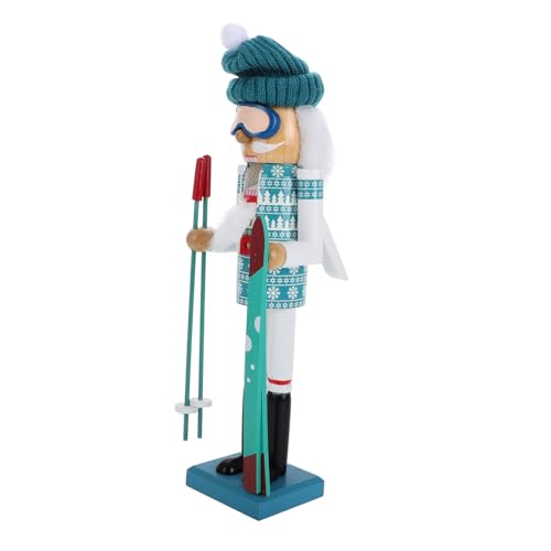 TOPPERFUN Holzfiguren Weihnachtsdeko Traditioneller Weihnachtsmann Holzpuppe für Stimmungsvolle Kamin Dekoration für Festliche Anlässe Blau von TOPPERFUN