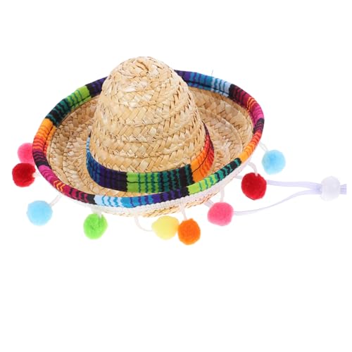 TOPPERFUN Kleiner Mexikanischer Sombrero mit Kinnband Bunter Strohhut für Karneval Party Geburtstagsfeier und Themen Events Leichter Bequemer Festivalhut für Erwachsene von TOPPERFUN
