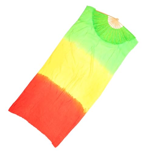 TOPPERFUN Langfalter Seiden Bauchtanzfächer mit Bambusrahmen Farbverlaufend Leicht Langlebig und Flexibel für Bauchtanzaufführungen und Tanzabende Zufällige Farbe Zufällige Farbe von TOPPERFUN