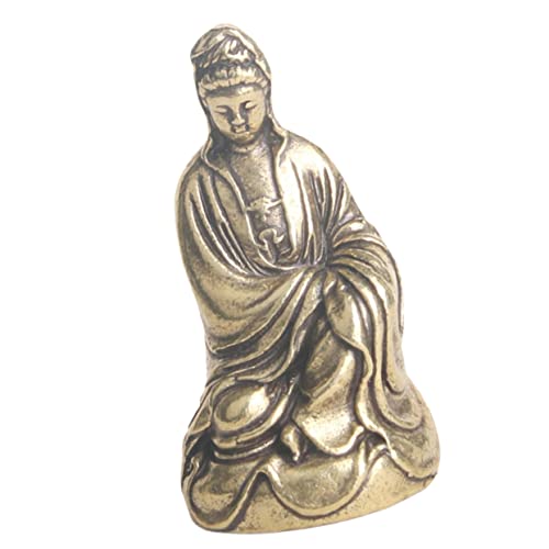 TOPPERFUN Messing-Buddha Feng-Shui-guan-Figur Chinesische Feng Shui Dekoration Göttin Barmherzigkeit Guan Retro-Buddha-Statue Buddha-guanyin-Figuren Haushaltsprodukte Klein von TOPPERFUN