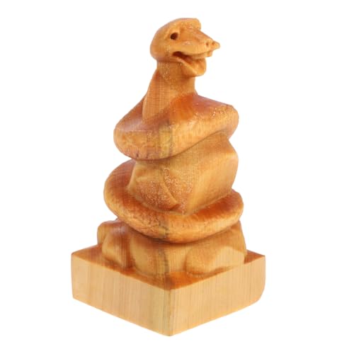 TOPPERFUN Miniatur Schlangenfigur aus Holz Langlebige Tischdeko für Simulationsschlange Dekorative Holzstatue für Garten und Partys Holzornament als Glücksbringer von TOPPERFUN