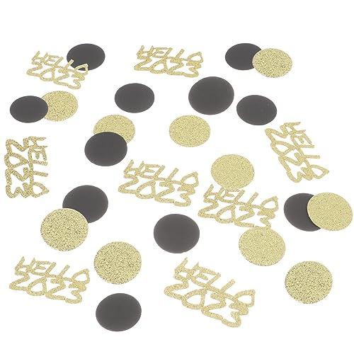 TOPPERFUN Neujahr Konfetti Schwarze und Goldene Tischdeko für Partys Glitzernde Streudeko für Festliche Anlässe für Neujahrsfeiern und Feierlichkeiten von TOPPERFUN