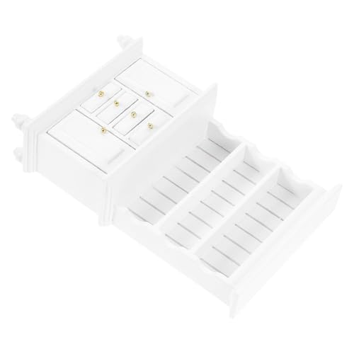 TOPPERFUN Puppenhausmöbel Miniaturen-bücherregal- Mini-kommode Aus Holz Minischrank Zum Basteln Mini-Display-Regal Mini-bücherregal- Puppenhaus Mini-bücherregal Hölzern Weiß von TOPPERFUN