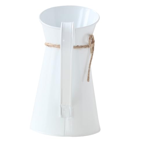 TOPPERFUN Rustikaler Blumeneimer Griff Vintage Vase für Blumenarrangements und Trockenblumen für Heimdekoration und Kreative Gestaltung mit Juteseil von TOPPERFUN