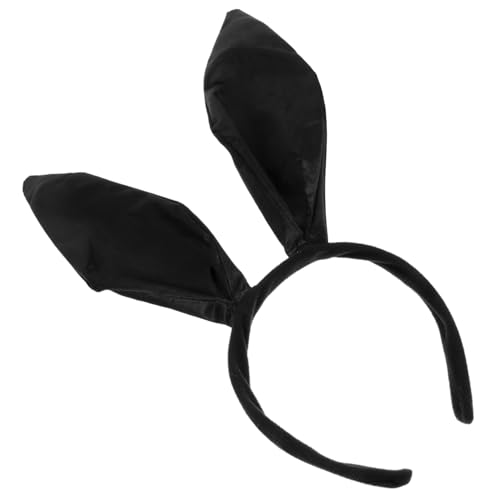 TOPPERFUN Schwarzes Satin Bunny Ear Headband mit Realistischen Hasenohren Leicht und Bequem für Cosplay Karneval Festival und Partyzubehör für Damen und Erwachsene von TOPPERFUN