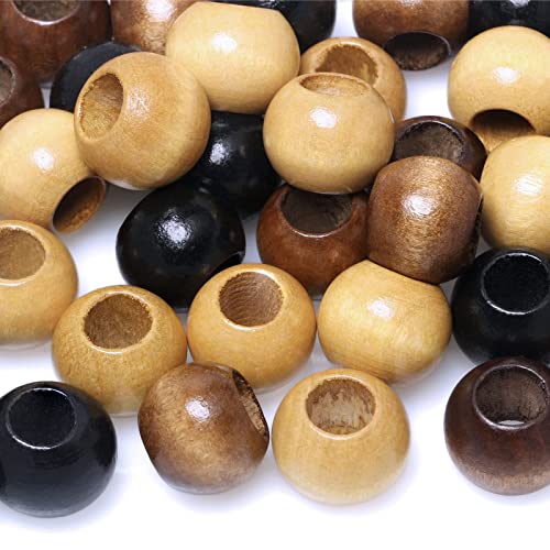 TOPTAN 100 Stück 18 mm Holzperlen mit großem Loch, Holzperlen für Makramee-Handwerk, braun/Holz/Schwarz, runde lose Abstandshalter, Holzperlen mit 10 mm Loch für Girlanden, Heimdekoration, Loch für TOPTAN 100 Stück 18 mm Holzperlen mit großem Loch, Holzperlen für Makramee-Handwerk, braun/Holz/Schwarz, runde lose Abstandshalter, Holzperlen mit 10 mm Loch für Girlanden, Heimdekoration, Loch für von TOPTAN