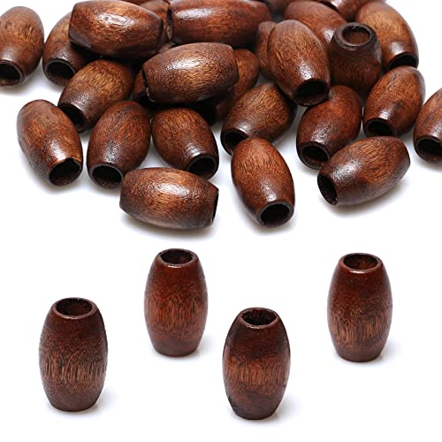 TOPTAN 40 braune große ovale Holzperlen (30 x 20 mm, 10 mm Loch) zum Basteln von TOPTAN