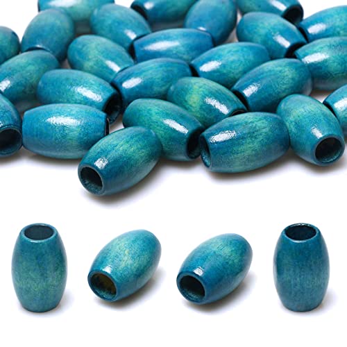 40 Stück große, ovale Holzperlen, 30 x 20 mm, blaue Holzröhrenperlen, großes Loch, Holzbastelperlen für Makramee, Schmuckherstellung, Heimdekoration 40 Stück große, ovale Holzperlen, 30 x 20 mm, blaue Holzröhrenperlen, großes Loch, Holzbastelperlen für Makramee, Schmuckherstellung, Heimdekoration von TOPTAN