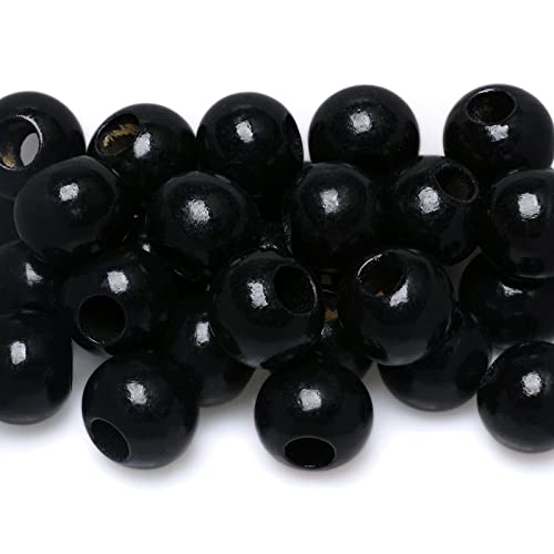 40 Stück schwarze Makramee-Perlen aus Holz, 25 mm mit 10 mm großem Loch zum Basteln, Holz-Abstandshalter, natürliche runde Kugel, Bauernhaus-Holzperlen für Girlanden, Schmuckherstellung, von TOPTAN