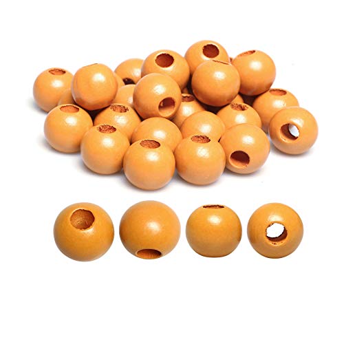 Makramee-Holzperlen, großes Loch, Holzperlen für Bastel- und Handarbeitsprojekte, orange gefärbt, 20 mm, 8 mm Loch, 50 Stück von TOPTAN