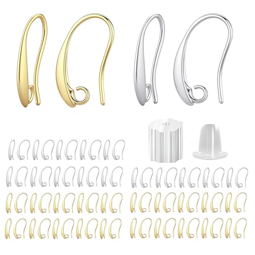 14 Karat vergoldete und silberne Ohrringhaken, 230 Stück Ohrring-Funde für Schmuckherstellung, hypoallergene Ohrdrähte für Heimwerker, Großpackung 14 Karat vergoldete und silberne Ohrringhaken, 230 Stück Ohrring-Funde für Schmuckherstellung, hypoallergene Ohrdrähte für Heimwerker, Großpackung von TOPUSSESS