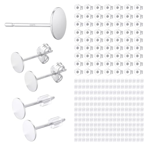 30 Stück silberne flache Ohrstecker, hypoallergene Ohrstecker mit 925er-Sterlingsilber-Pfosten für DIY-Schmuckherstellung 30 Stück silberne flache Ohrstecker, hypoallergene Ohrstecker mit 925er-Sterlingsilber-Pfosten für DIY-Schmuckherstellung von TOPUSSESS