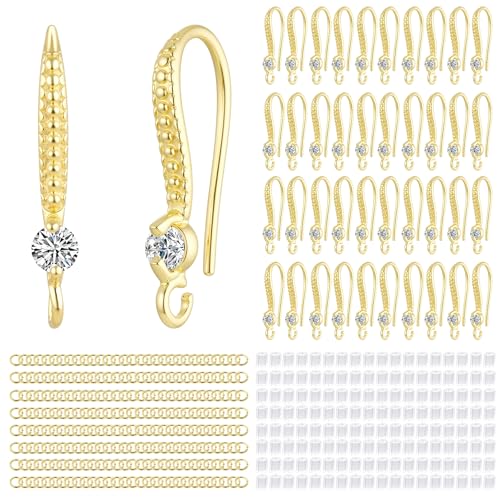 Ohrringhaken mit 14 Karat vergoldet, Zirkonia, 220 Stück, für Schmuckherstellung, hypoallergene Fischhaken für DIY-Ohrringe Ohrringhaken mit 14 Karat vergoldet, Zirkonia, 220 Stück, für Schmuckherstellung, hypoallergene Fischhaken für DIY-Ohrringe von TOPUSSESS