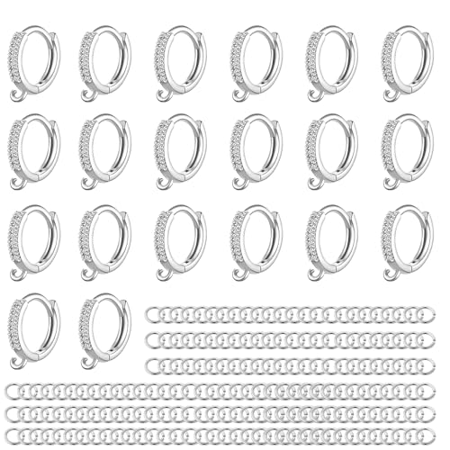 Silberne Huggie-Creolen-Ohrringe, 120 Stück, Zirkonia, Kreolen mit Biegeringen, hypoallergen, runde Hebelrückseite, Ohrring-Komponenten Silberne Huggie-Creolen-Ohrringe, 120 Stück, Zirkonia, Kreolen mit Biegeringen, hypoallergen, runde Hebelrückseite, Ohrring-Komponenten von TOPUSSESS