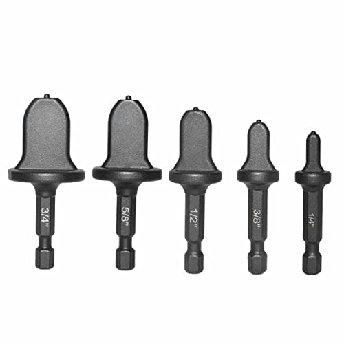 TOPWAY 5 Stück Swaging-Werkzeug-Bohrer-Set 6 Stück 1/4 Zoll Sechskant-Schaft Kupferrohr Rohraufweiter Kupferrohr-Bördelwerkzeug HVAC-Werkzeuge Klimaanlage von TOPWAY
