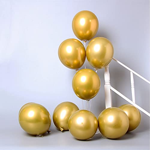 TOPWAYS Gold Chrom Metallic Luftballons 50 Stück, 30,5 cm dick, Reiner Natur Latex Premium Qualität Perfekten Dekorationen für Geburtstag, Hochzeit, Jahrestag, Babyparties, Party, Dekoration von TOPWAYS