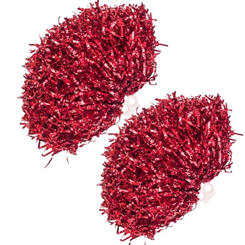 Cheerleader-Pompons, metallisch, flauschig, ultra-glänzende Metallfolie, Cheerleader-Pompons, Handheld-Cheerleader-Pompons mit Kunststoff-Fingerring für Teamgeist, Sport, Party, Tanz, Jubeln, 2 Stück Cheerleader-Pompons, metallisch, flauschig, ultra-glänzende Metallfolie, Cheerleader-Pompons, Handheld-Cheerleader-Pompons mit Kunststoff-Fingerring für Teamgeist, Sport, Party, Tanz, Jubeln, 2 Stück von TOPWEL