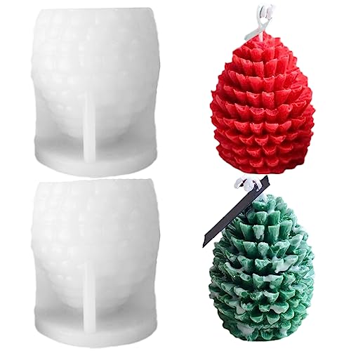 TOPYS 2 Stück Tannenzapfen-Silikon-Kerzenformen, 3D-Ornament-Formen für Weihnachten, Geschenkherstellungs-Set, DIY, Fondant, Schokoladenform, Seife, Gips, Harz, Backwerkzeuge, Heimdekoration TOPYS 2 Stück Tannenzapfen-Silikon-Kerzenformen, 3D-Ornament-Formen für Weihnachten, Geschenkherstellungs-Set, DIY, Fondant, Schokoladenform, Seife, Gips, Harz, Backwerkzeuge, Heimdekoration von TOPYS