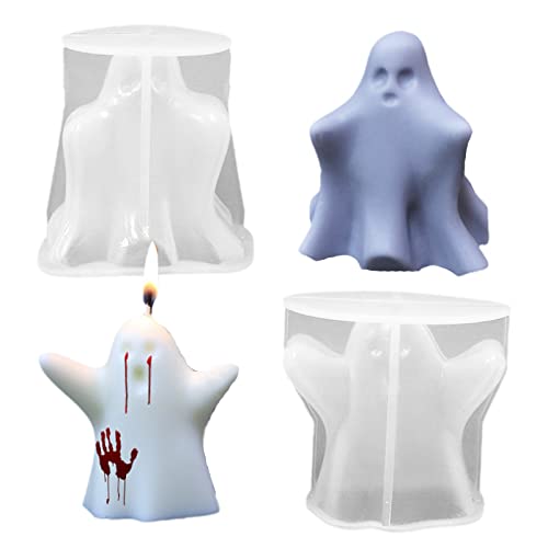 TOPYS Silikon-Kerzenformen-Set, 2 Stück Geister-Halloween-Formen und 20 Stück Kerzendocht, Horror-Totenkopf, handgefertigte Seife, Gipsform für Duftkerzen, Heimdekorationszubehör TOPYS Silikon-Kerzenformen-Set, 2 Stück Geister-Halloween-Formen und 20 Stück Kerzendocht, Horror-Totenkopf, handgefertigte Seife, Gipsform für Duftkerzen, Heimdekorationszubehör von TOPYS