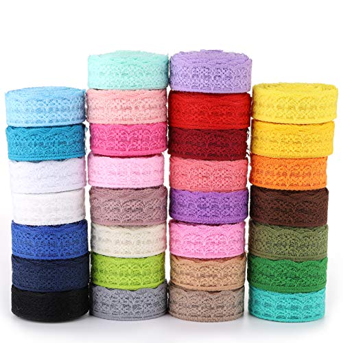 TOPZEA 30 Rollen Spitzenband mit floralem Muster, 300 Meter, Spitzenband zum Nähen, Geschenkverpacken, Basteln, Hochzeitsdekorationen, Haarschleifenherstellung, 4,5 cm breit, TOPZEA 30 Rollen Spitzenband mit floralem Muster, 300 Meter, Spitzenband zum Nähen, Geschenkverpacken, Basteln, Hochzeitsdekorationen, Haarschleifenherstellung, 4,5 cm breit, von TOPZEA