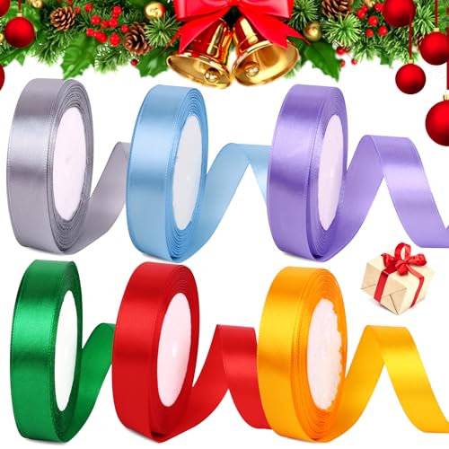 6 Farben Satinbänder 2200mm X 20mm,Dekoration Geschenkband,Polyester Satinband,Schleifenband,Breit Geschenkband,für Heimwerkerkunst handwerk, Geschenkverpackungen, Schleifen, Hochzeitsdekoration von TOPZFL