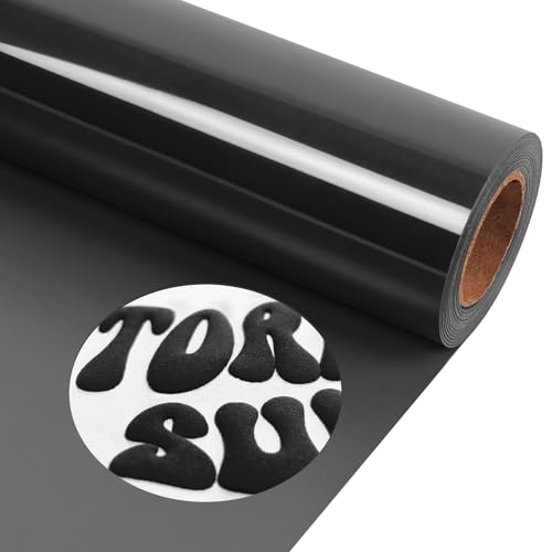 TORC Black Puff 3D-HTV-Vinyl-Wärmetransfer, 30,5 cm x 3 m, zum Aufbügeln für T-Shirts, Hüte, Taschen, leicht zu schneiden und zu jäten, kompatibel mit Cricut, DIY-Handwerk, langlebiges und waschbares von TORC