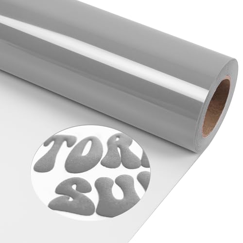 TORC Grey Puff 3D-HTV-Vinyl-Wärmetransfer, 30,5 cm x 3 m, zum Aufbügeln für T-Shirts, Hüte, Taschen, leicht zu schneiden und zu jäten, kompatibel mit Cricut, DIY-Handwerk, langlebiges und waschbares von TORC