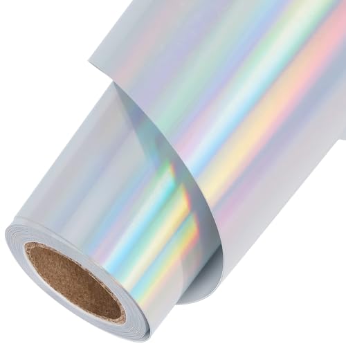 TORC Metallische HTV-Wärmetransfer-Vinyl-Rolle, 30,5 cm x 1,5 m, holografisches silberfarbenes Vinyl zum Aufbügeln, für Hemden, kompatibel mit Cricut oder Silhoutte Cameo, leicht zu schneiden und zu von TORC