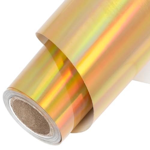 TORC Metallische HTV-Wärmetransfer-Vinyl-Rolle, 30,5 cm x 3 m, holografisches Gold, zum Aufbügeln, für Hemden, kompatibel mit Cricut oder Silhoutte Cameo, leicht zu schneiden und zu jäten TORC Metallische HTV-Wärmetransfer-Vinyl-Rolle, 30,5 cm x 3 m, holografisches Gold, zum Aufbügeln, für Hemden, kompatibel mit Cricut oder Silhoutte Cameo, leicht zu schneiden und zu jäten von TORC