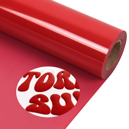 TORC Red Puff 3D-HTV-Vinyl-Wärmetransfer, 30,5 cm x 3 m, zum Aufbügeln für T-Shirts, Hüte, Taschen, leicht zu schneiden und zu jäten, kompatibel mit Cricut, DIY-Handwerk, langlebiges und waschbares von TORC