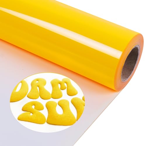 TORC Yellow Puff 3D-HTV-Vinyl-Wärmetransfer, 30,5 cm x 3 m, zum Aufbügeln für T-Shirts, Sportbekleidung, Kinderkleidung, leicht zu schneiden und zu Unkraut geeignet, Cricut- und Silhouetten-kompatibel von TORC