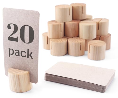 TOROS STORE Mini-Tischnummernhalter aus Holz mit 25 Kraftpapier-Tischkarten, Tischkartenhalter, Namenskartenhalter für Tische, Holzbild und Schilderhalter, Hellbeige, 20 Stück TOROS STORE Mini-Tischnummernhalter aus Holz mit 25 Kraftpapier-Tischkarten, Tischkartenhalter, Namenskartenhalter für Tische, Holzbild und Schilderhalter, Hellbeige, 20 Stück von TOROS STORE