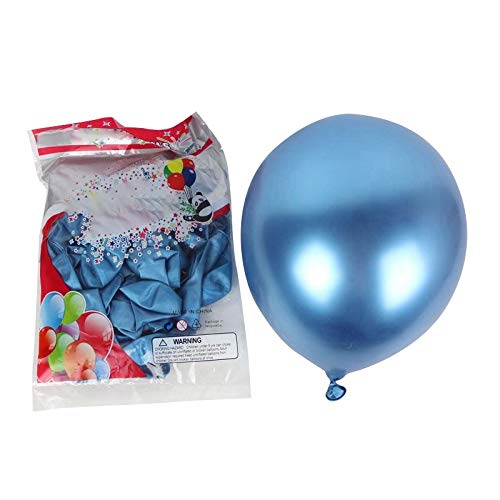 TORR 50 Stück 10 Metallisch Latex Luftballons Dickes Chrom Hoch Glanz Metall Perl Ballon Globos für Party Dekor - Blau von TORR
