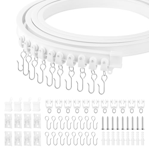 TOSAVGA Gardinenschiene, Flexible Decken-Vorhangschiene 3M, Biegebar Curtain Rail mit stummen Rollen, Vorhangschiene Deckenmontage, Gardinenleiste für Raumteiler/Duschvorhang/Schlafzimmer/Balkone von TOSAVGA