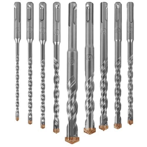 TOSAVGA SDS Plus Bohrer Set, 9 Stück Profi Betonbohrer Set Hammerbohrer Set mit 4 Schneiden, 5/6/6/8/8/10/12/14/16 x 160mm Steinbohrer Set, Bohrer Set für Beton Stein Holz Ziegel Keramikfliesen TOSAVGA SDS Plus Bohrer Set, 9 Stück Profi Betonbohrer Set Hammerbohrer Set mit 4 Schneiden, 5/6/6/8/8/10/12/14/16 x 160mm Steinbohrer Set, Bohrer Set für Beton Stein Holz Ziegel Keramikfliesen von TOSAVGA