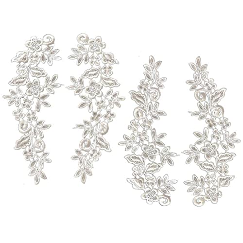 4 Stücke Weiße Floral Spitze Applique Für Kleid Nähen Stickerei Patches Nähen Handwerk Dekoration von TOSSPER