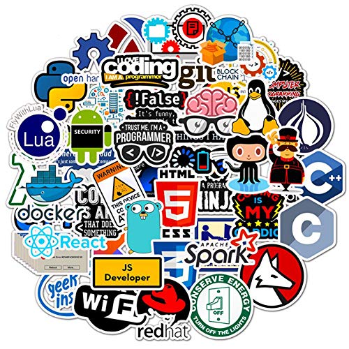 TOSSPER 50 Stücke Programmieraufkleber Technologie Software-Programme Daten Computer-Aufkleber Für Geek-Computer-Laptop-Telefon-Notebook Zufälliger Stil von TOSSPER