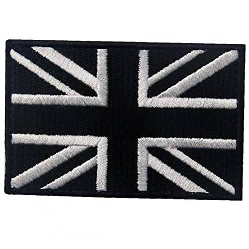 Große Britische Union Flagge Patch Gestickte Applique Fastener Hook & Loop Uk Emblem, Weiß & Schwarz von TOSSPER
