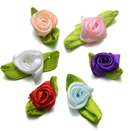 TOSSPER 100 Pcs Mini Satin Band Rose Blumen Nähen Bastelbandkleider Hochzeitsdekoration TOSSPER 100 Pcs Mini Satin Band Rose Blumen Nähen Bastelbandkleider Hochzeitsdekoration von TOSSPER
