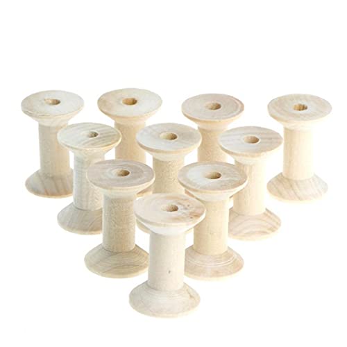 TOSSPER 10pcs Holz Bobbin Spools Leere Faden-spulen Unfinished Bobbins Für Handwerk Drahtweberei Nähen 47mmx31mm von TOSSPER